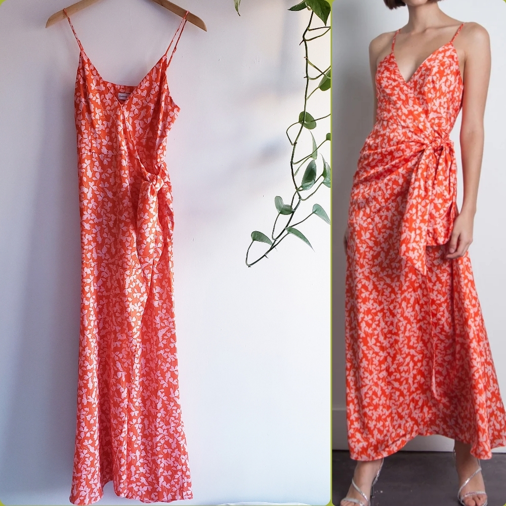 KARINA GRIMALDI SOFIA PRINT MAXI DRESS - RED FLOATING LEAF